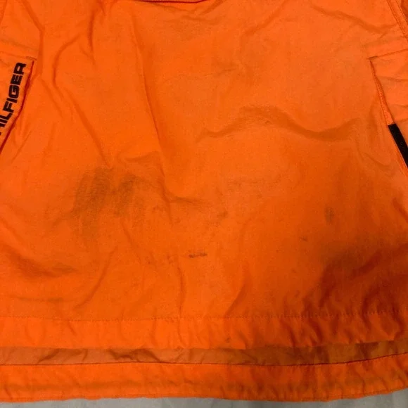 Tommy Hilfiger Mens Orange Anorak Windbreaker Jacket Quarter Zip Hooded XL - Picture 5 of 16